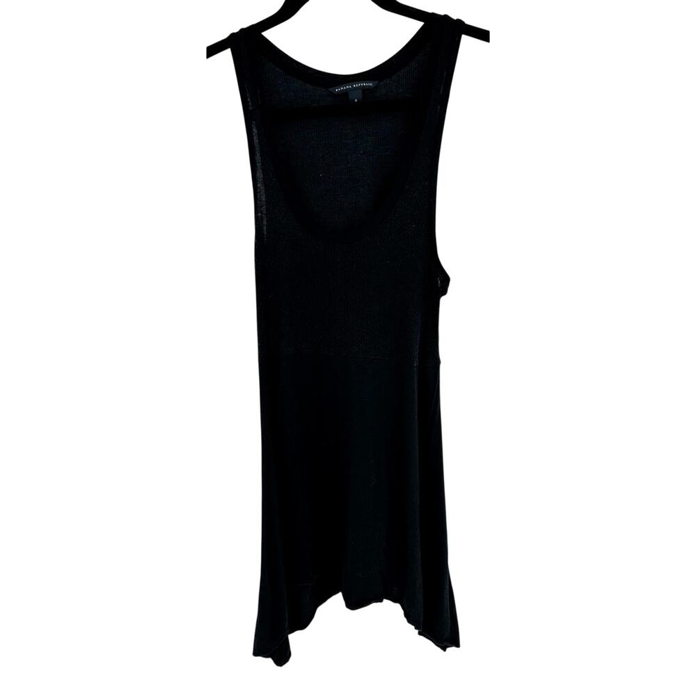 Banana Republic Tank Top Womens S Black Ribbed Knit Longline Scoop Neck Basic
